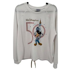 Walt Disney World 50th Anniversary Mickey Mouse Graphic White Crewneck Size L